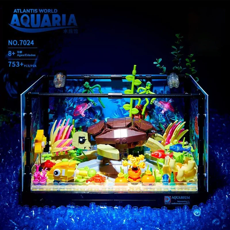 

Ideas Series Aquarium Marine Animals Building Blocks Creative Expert Fish And Turtle Model Bricks Toys For Children Gift MOC