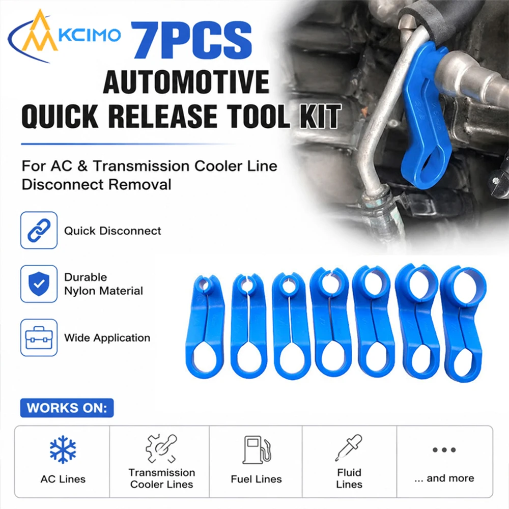 7Pcs Automotive Pipe Release Tool Kit, Vehicle AC & Fuel Tube Separator Set, Transmission Cooling Line Disconnect Tools