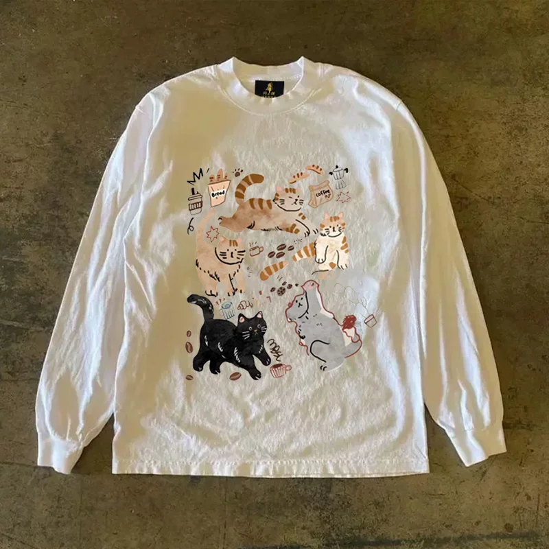 Long Sleeve T-Shirt 310 Pure Cotton Double Thread Women's Style Three Needle Charitable Fundraising Upward Hero American Couple