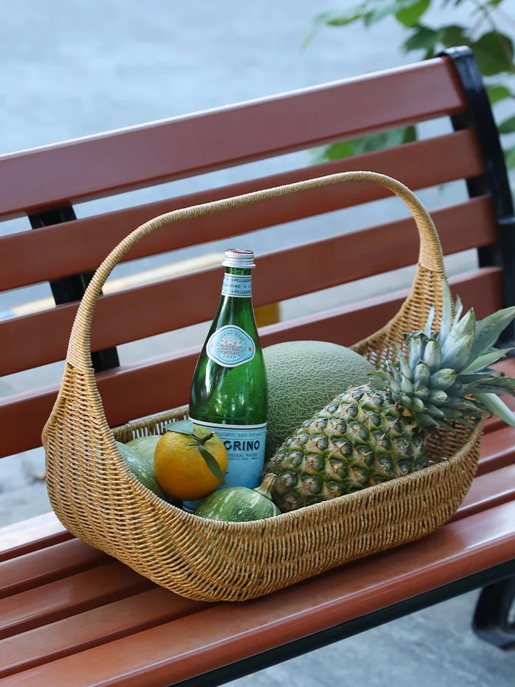 

Large Plastic Woven Handheld Basket op Basket Picnic Basket Wedding Flower Basket Fruit Basket Lightweight Luxury
