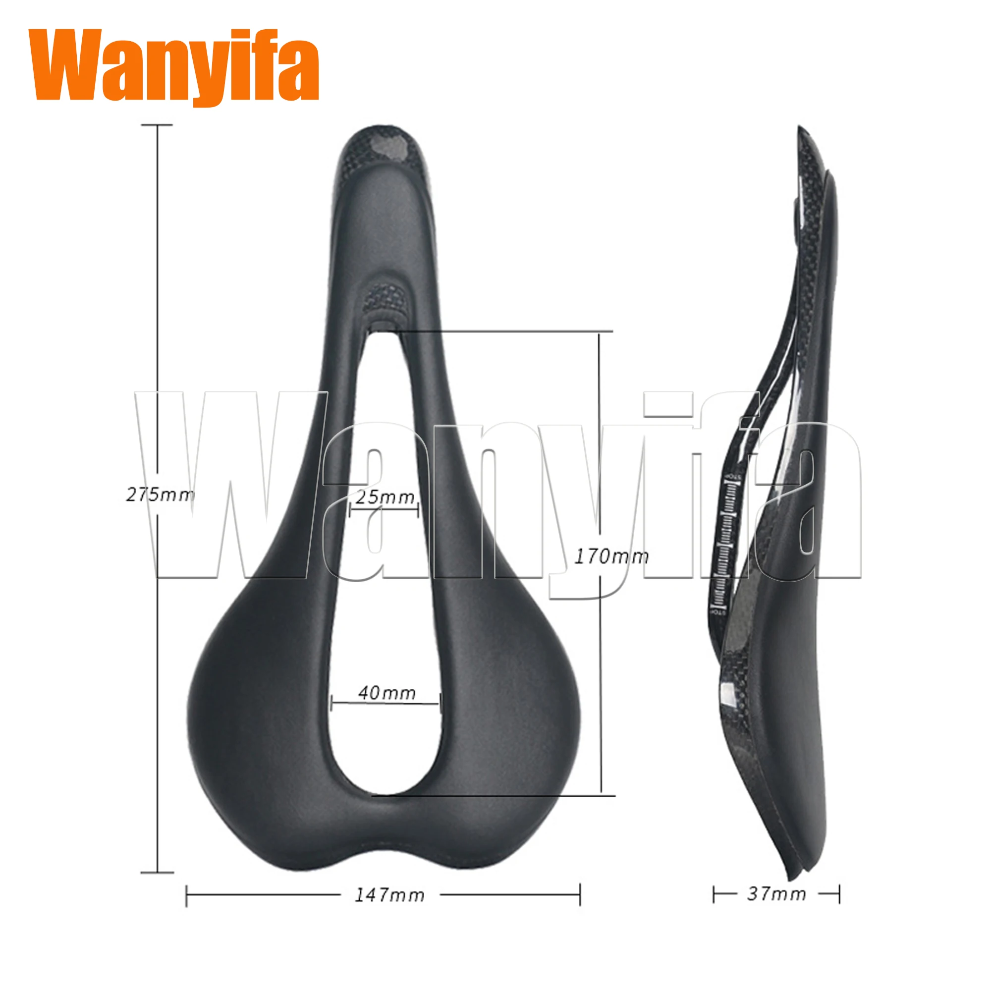 Wanyifa Bicycle Seat Ultra-light Carbon Fiber Clad Hollow Shock Absorbing Front Seat Mat for Mtb Bike