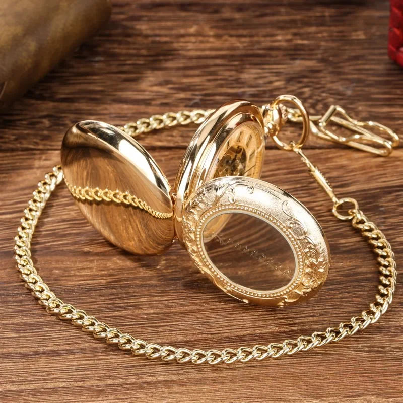 Hand-operated Mechanical Pocket Watch for Openwork Gold Double Carved Men and Women Gifts