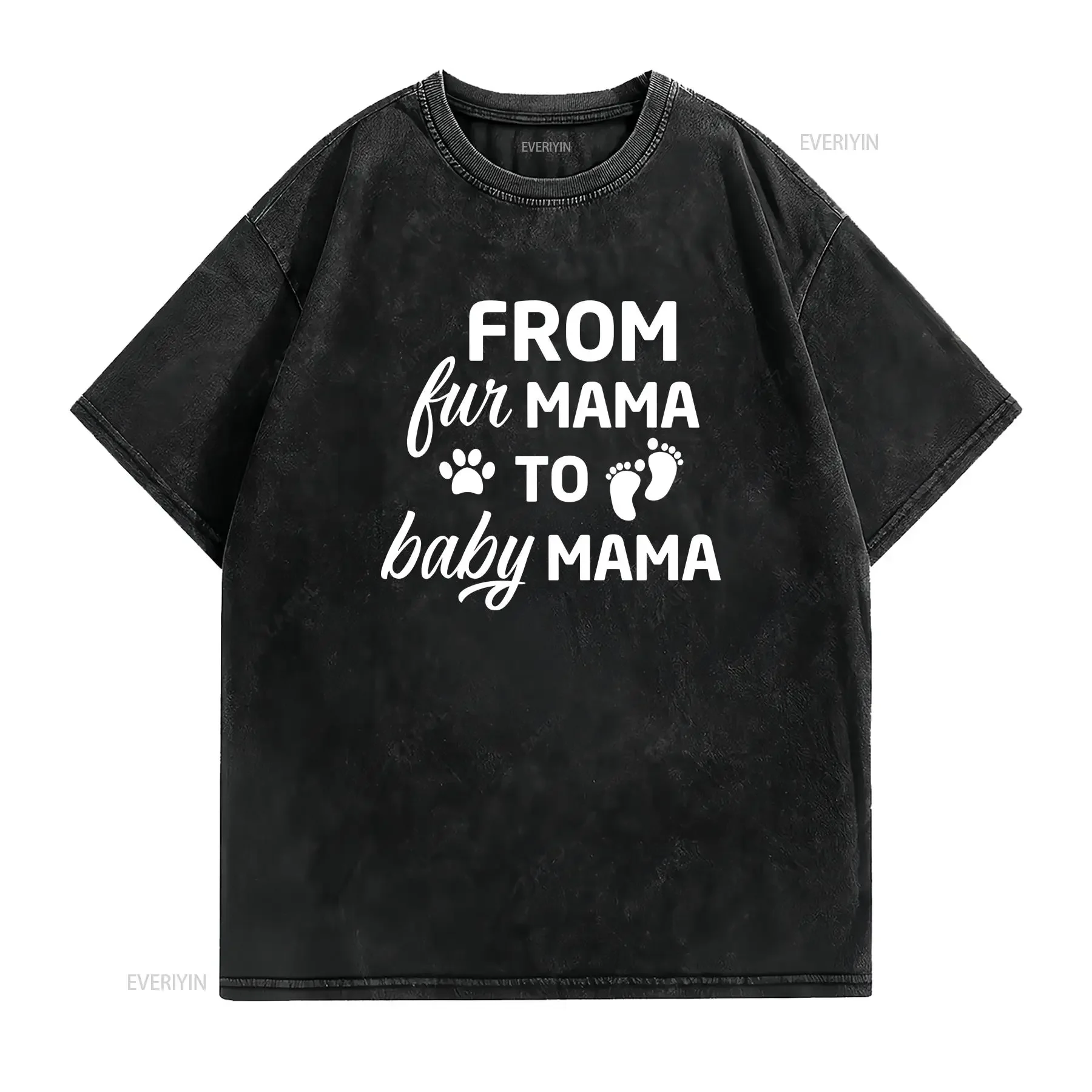 Baby Announcement From Fur Mama To T Shirt Pregnancy New Mom Expecting Human Reveal vintage Washed Slightly Stylish graphic
