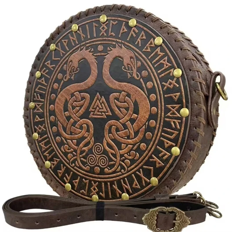 

Y5gc винтажный средневековый пакет для талии боковой пакет с ремнем для женщин Хэллоуин Средневековый кожаный ремень с кожаной