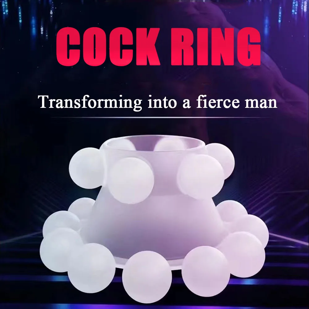 Transparent 18 Bead Penis Ring Delay Ejaculation Scrotum Lock Ring G-point Clitoral Stimulate Cock Ring Adults Product for Men