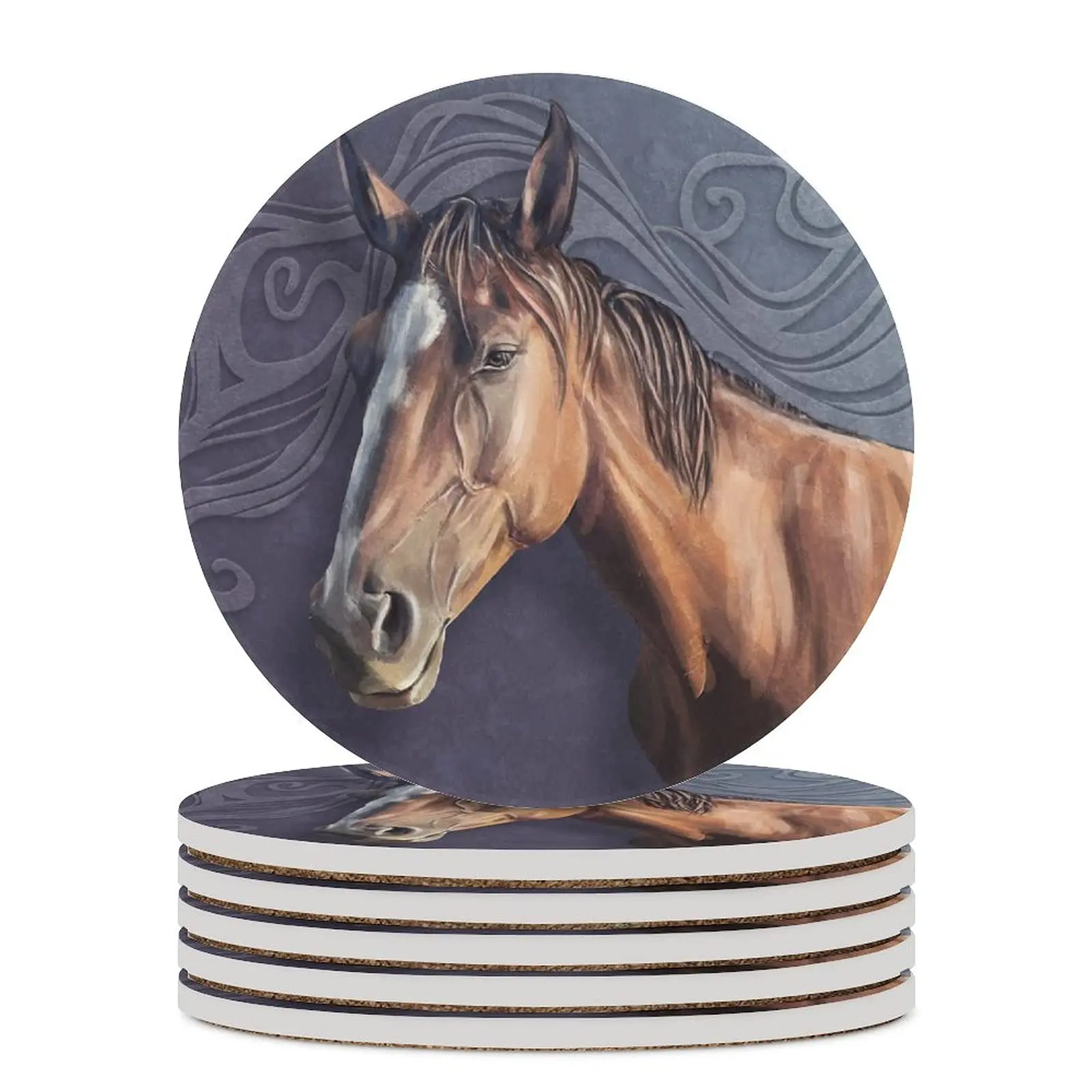 Cool Horse Ceramic Coaster with Cork Base Set Housewarming Gifts for Women Adults Coffee Table Desk Car Cup Holders Home Decor