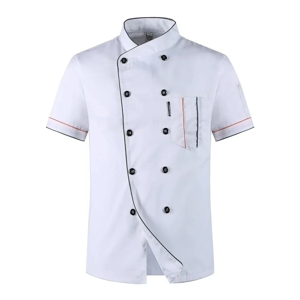 Werkuniform Ober Restaurant Hotelkleding Koksjas Koksmantel met korte mouwen Barista Baker
