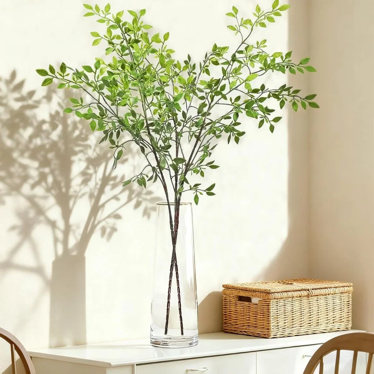 Green Heavenly Bamboo Artificial Plants Faux Nandina Plant with Realistic Leaf Design Plastic Fake Plant Garden Home Decor