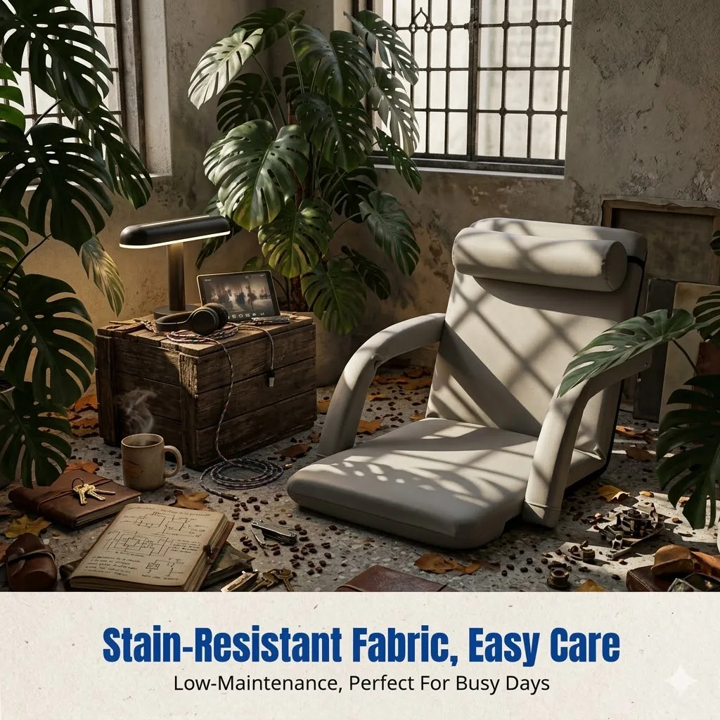 

Plush Mat Sofa Chair, Adjustable Recliner with Armrests, Headrest, and Back Support, Multi-Scene Lazy Lounger for Living Room