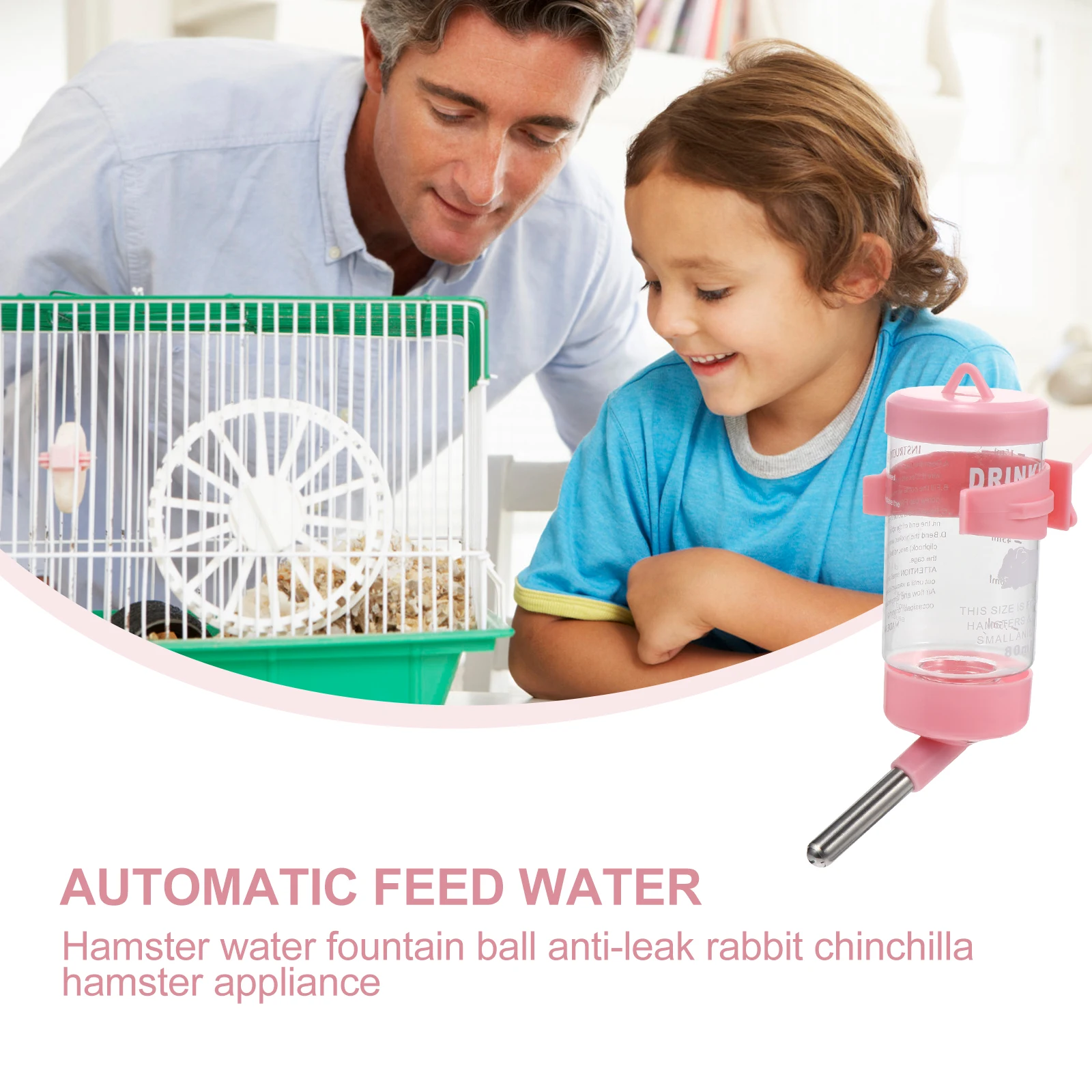 

2Pcs Hamster Water Feeder Hamster Drinking Fountain Drink Dispenser Leak Proof Pet Bottle 80ML Capacity For Small Pets