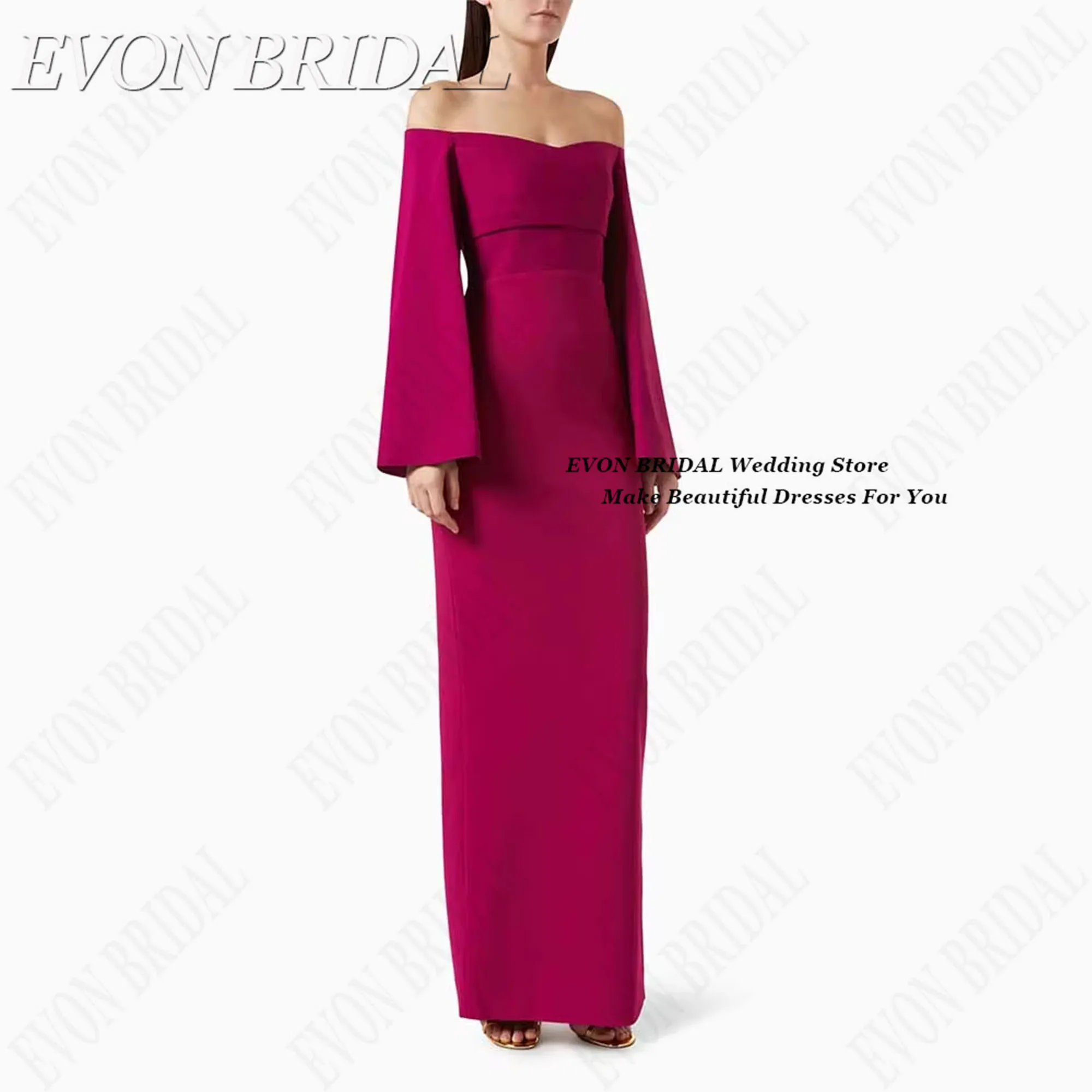 

Fuchsia Party Dresses Back Split Women's Fishtail Dresses For Special Occasions 2025 Simple فساتين سهرة EVON BRIDAL Customized