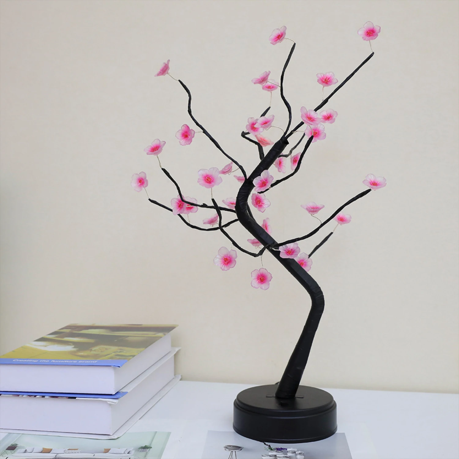 Decoration USB/Battery Powered  Switch Warm White Artificial Bonsai Cherry Blossom Desktop Tree LED Lamp Light