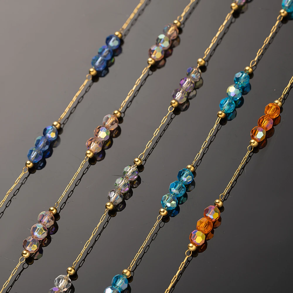1Meter Stainless Steel Colorful Crystal Beading Chain  for DIY Handmade Necklaces Bracelets Jewelry Making Supplies Accessories image 2