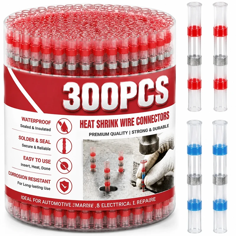 Waterproof Solderless Heat Shrink Wire Terminal Solder Seal Connectors Tin Alloy Butt Splice 1KV Insulation Auto Electrical Fix