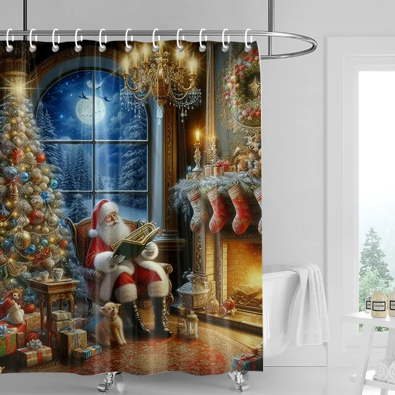 Home decoration shower curtains for bathroom waterproof curtain fabric Modern Nordic style Living Room Merry Christmas winter