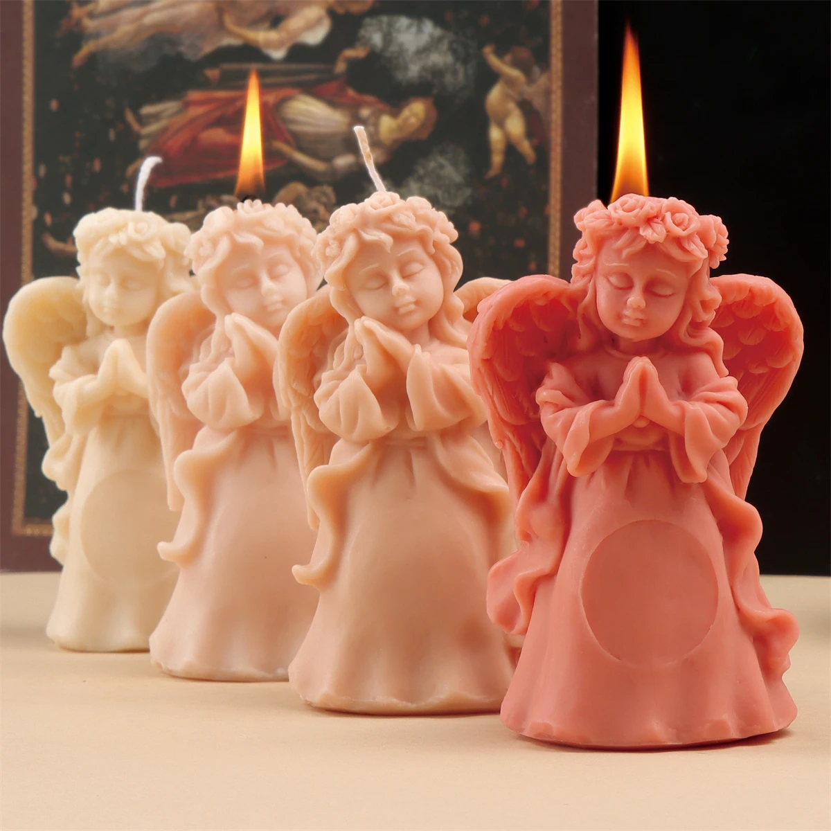 Praying Angel Silicone Candle Mold 3D Artistic Cherub Statue Shape DIY Candle Soap Plaster Mould for Aesthetic Home Decor Craft