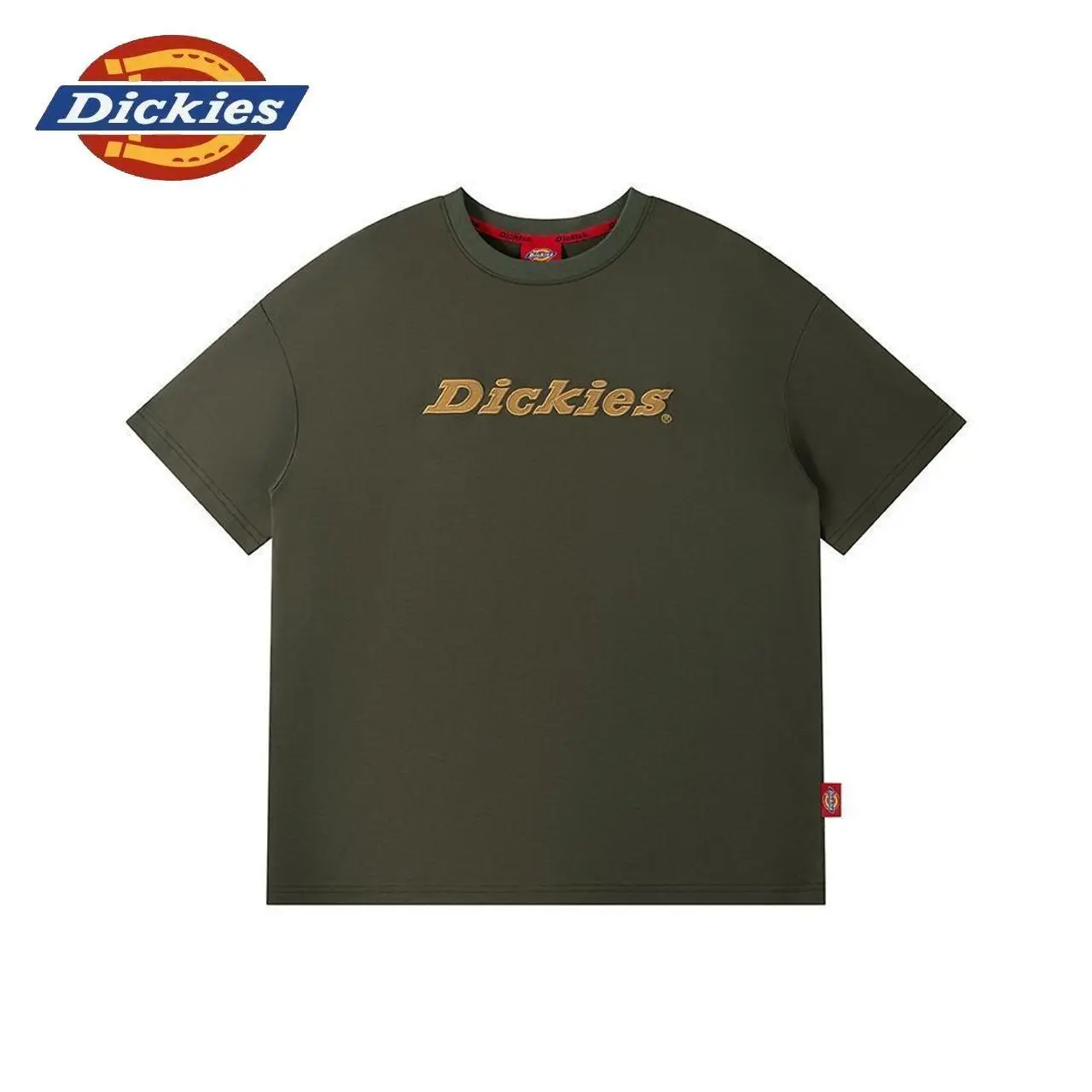 Dickies Vintage Embroidered Logo T Shirt Loose Fit Cotton Crew Neck Summer Tee