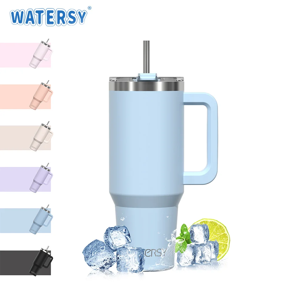 30OZ 40OZ Stainless Steel Tumbler Double Layer Vacuum Keep Cold Cup Insulated Mug with Handle Straw Portable Car Travel Cup