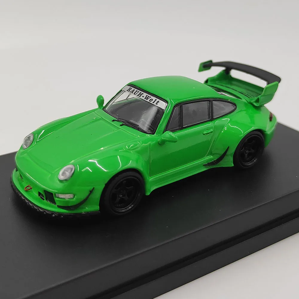 Diecast tarmac funciona escala 1:64 porsche rwb 964 asa traseira versão simulação liga modelo de carro brinquedo colecionável exibição de lembrança