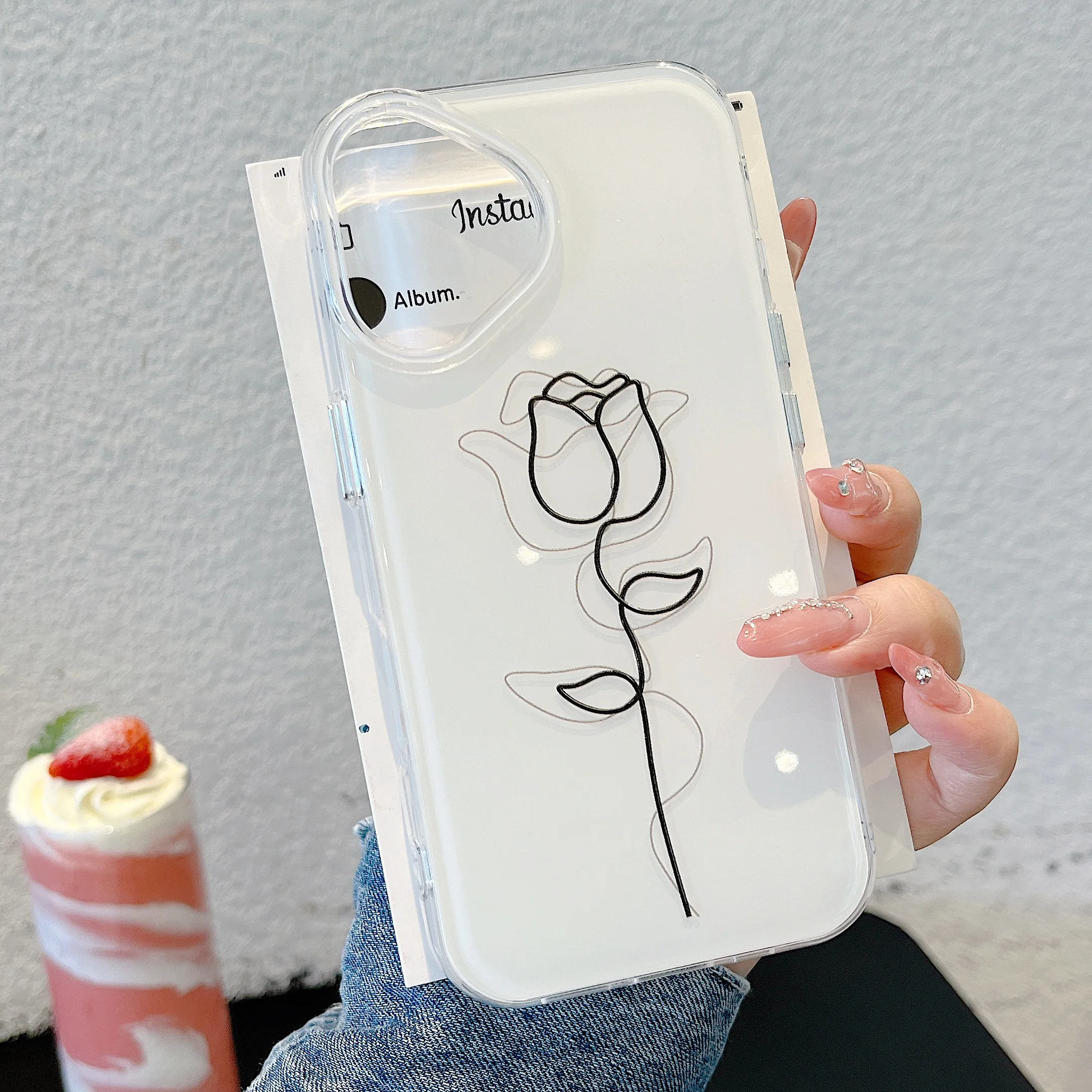 Simple Line Rose Ca…