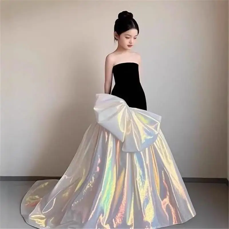 Nuevo vestido elegante de princesa para niñas, disfraz de actuación de Piano de presentador, vestido de sirena para fiesta de cumpleaños y boda, Vestidos A4751