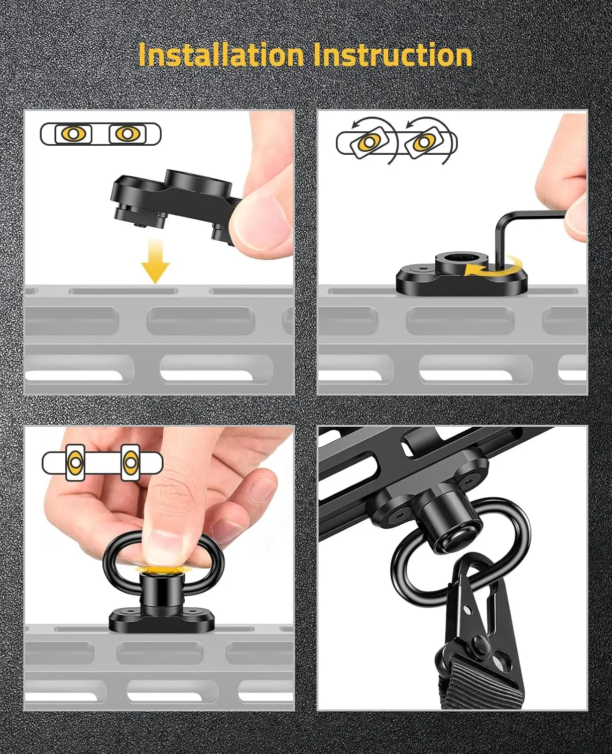 Taktischer QD-Schlaufenadapter für Mlok 1,25 Zoll 360° ° Adapter für Gewehrriemen-Schnallenbefestigung für Jagdgewehr-Zubehör – Detail 2