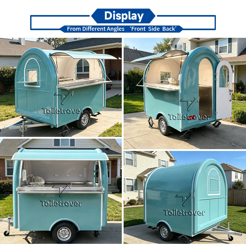 New Design Small Food Truck Food Trailer Cart Ice Cream Food Trailer Outdoor Mobile Food Truck Trailer with Fridge