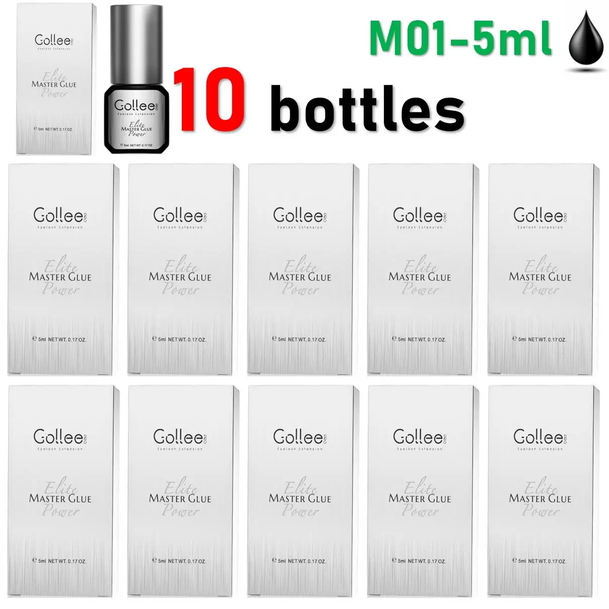 10 Uds Gollee 5ml pegamento adhesivo para pestañas Bonder 15ml pegamento para pestañas postizas de bajo olor impermeable pestañas herramientas cosméticas maquillaje