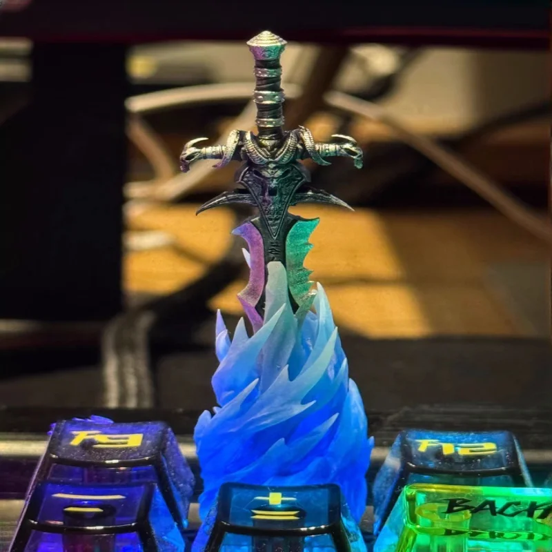 

Тема Warcraft, колпачки для клавиш Frostmourne, колпачки для клавиш ручной работы из смолы с подсветкой, переключатель Mx, аксессуары для механической клавиатуры по индивидуальному заказу