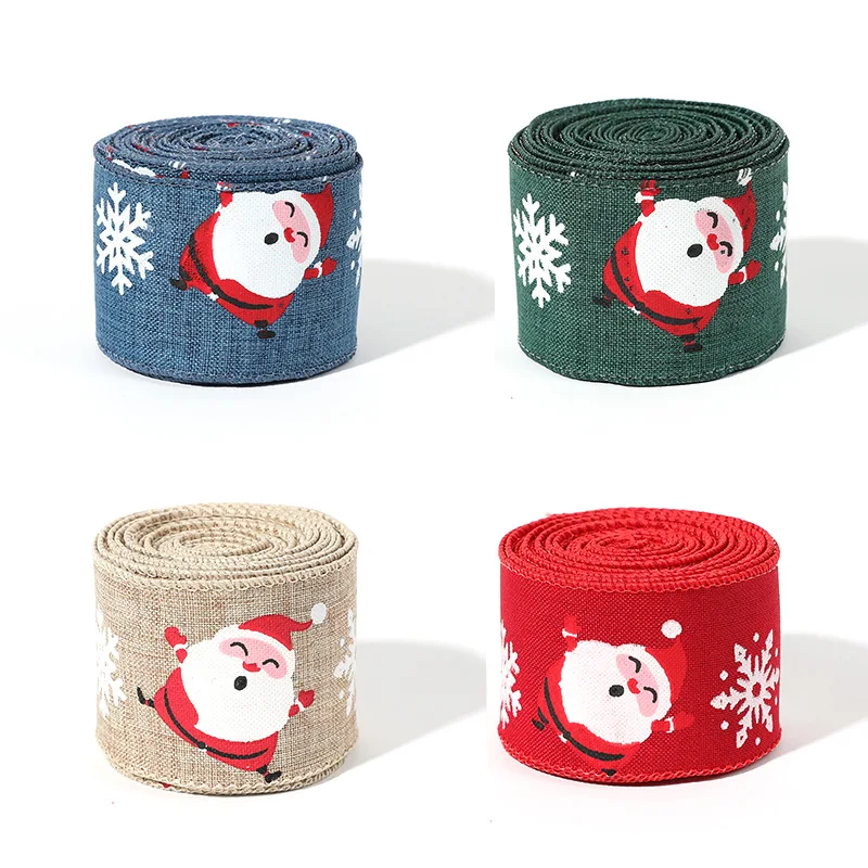 Christmas Ribbon 3 Roll 4.8x200cm Christmas Ribbon Snowman Christmas Ribbon for Wreaths Bow Tree DIY Crafts