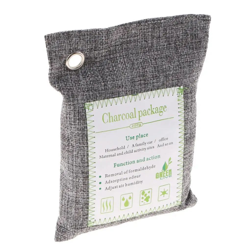 Natural Bamboo Charcoal Air Freshener Double Quantity Bag for Fridge Closet Basement Home Odor Absorption