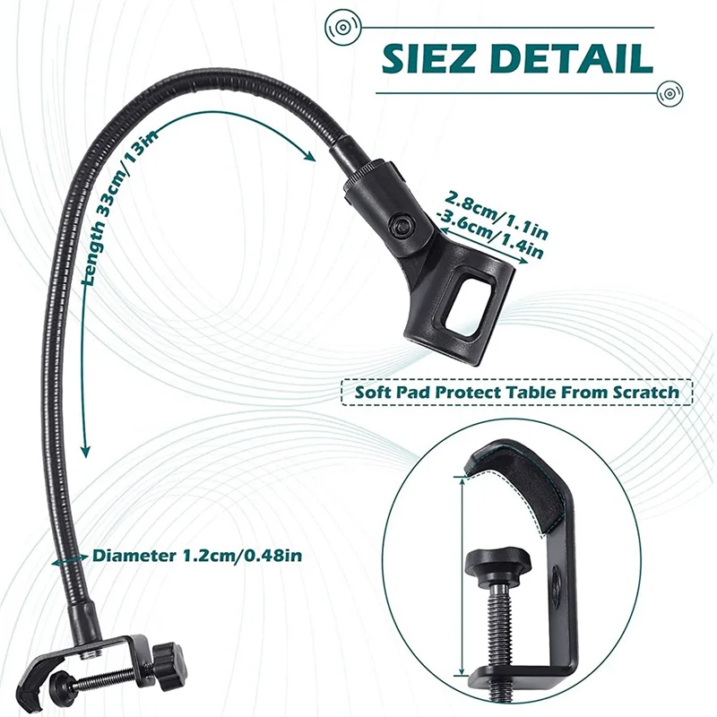 ABJG-2 шт. Регулируемая подставка для микрофона Гибкая настольная подставка на гибкой стойке Настольный зажим для записи