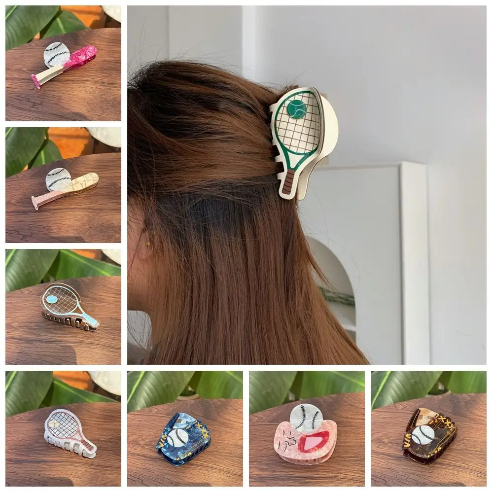 

Sweet Korean Style Sport Ball Series Hair Claw Tennis Baseball Splicing Hair Claw Hairpin Racket Acetic Acid Shark Clip Female