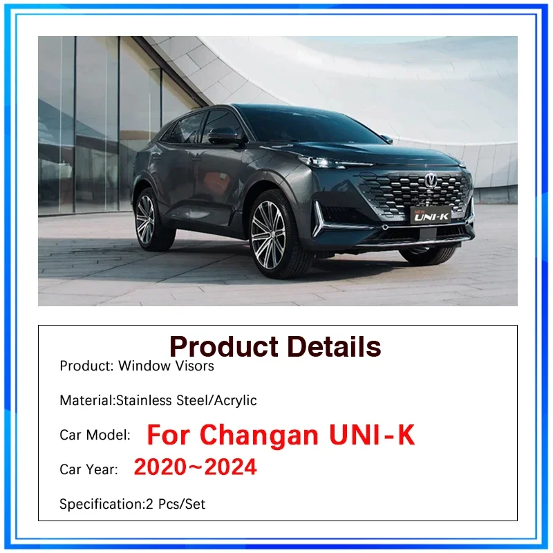 Car Window Visors For Changan UNI-K UNIK UNI K 2020~2024 Waterproof Rain Shelters Wind Rain Visor Sun Deflector Auto Accessories