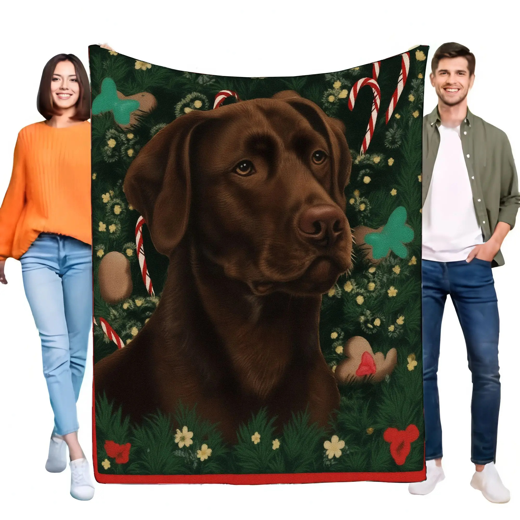 Chocolate Labrador Dog Blanket Cozy Christmas Throw Warm Sofa Bed Essential Gift for Pet Lovers