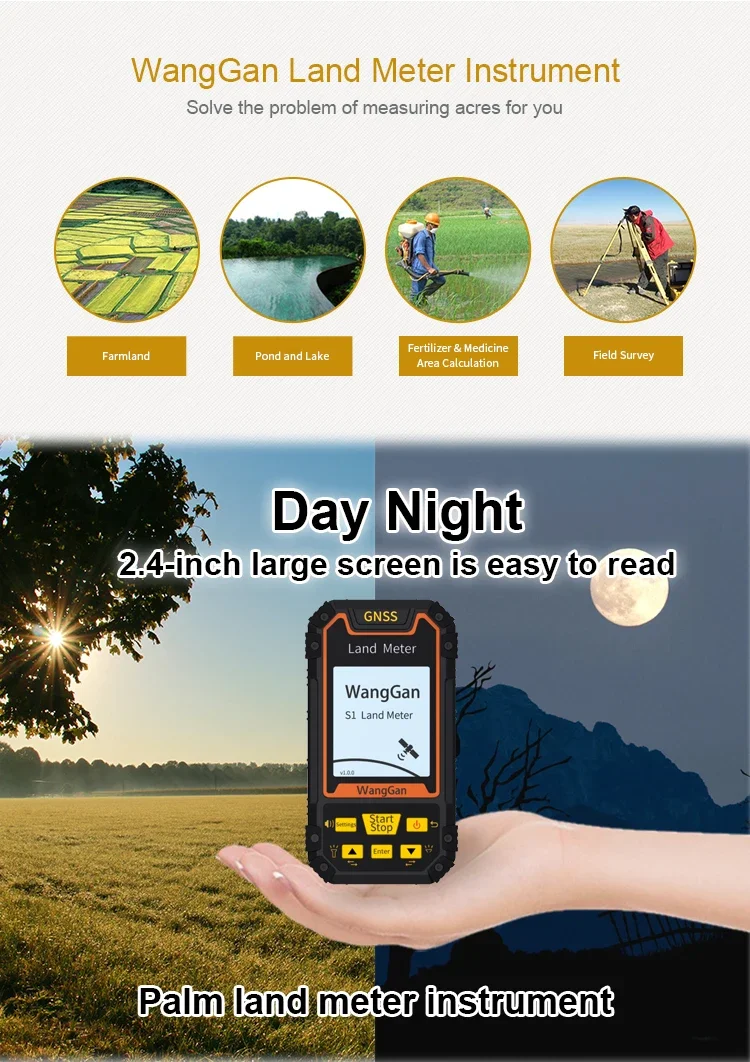 S1 Portable GPS GPS GLONASS SBAS BeiDou Land Measuring Meter Mountain Measurement 2.4 inch Screen Land Surveying Tool