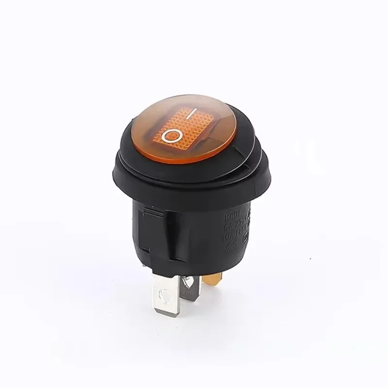 On Off Waterproof Vehicle Boat Switch Round Switch SPST 3Pin Rocker Switch 6A 10A 250V 125V AC LED
