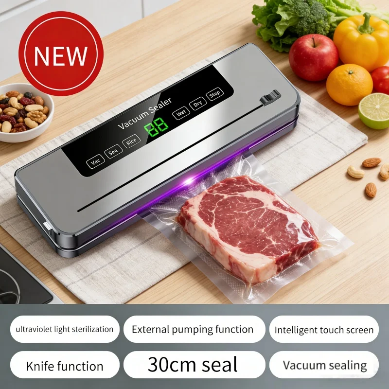 Machine de mise sous vide alimentaire pour aliments secs et humides avec coupeur intégré et UV, pour la conservation des aliments en cuisine
