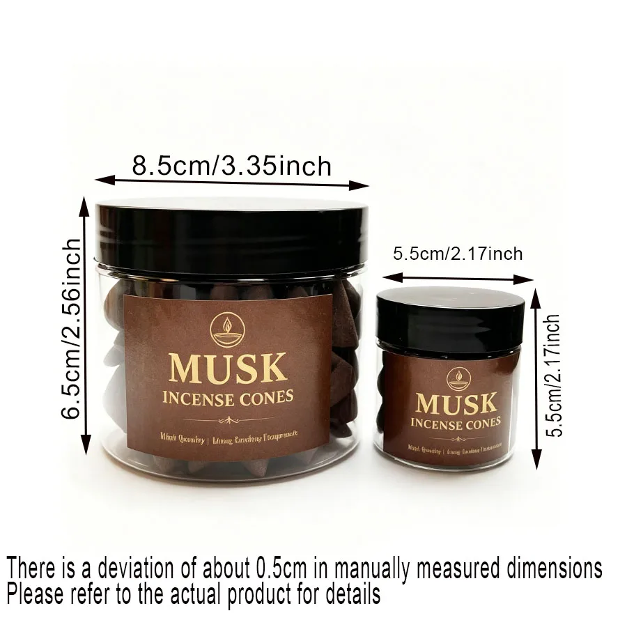 High-Quality White Musk Incense Cones - 17/51 Pieces in an Exquisite Jar, Emitting a Warm and Spiritual Aroma, Creating a Unique Moment of Tranquility, Enhancing Your Daily Rituals, Perfect for Yoga, Meditation, Reading, and Home Office Decor - the Perfect Keepsake for Thanksgiving, Christmas, Halloween, Valentine's Day, Ramadan, and Graduation Ceremonies