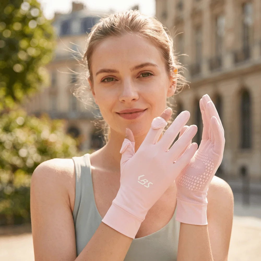 Women Ice Silk UV Protection Gloves Breathable Touchscreen Sun Protection Gloves Non-Slip Stretchy Golf Gloves Driving