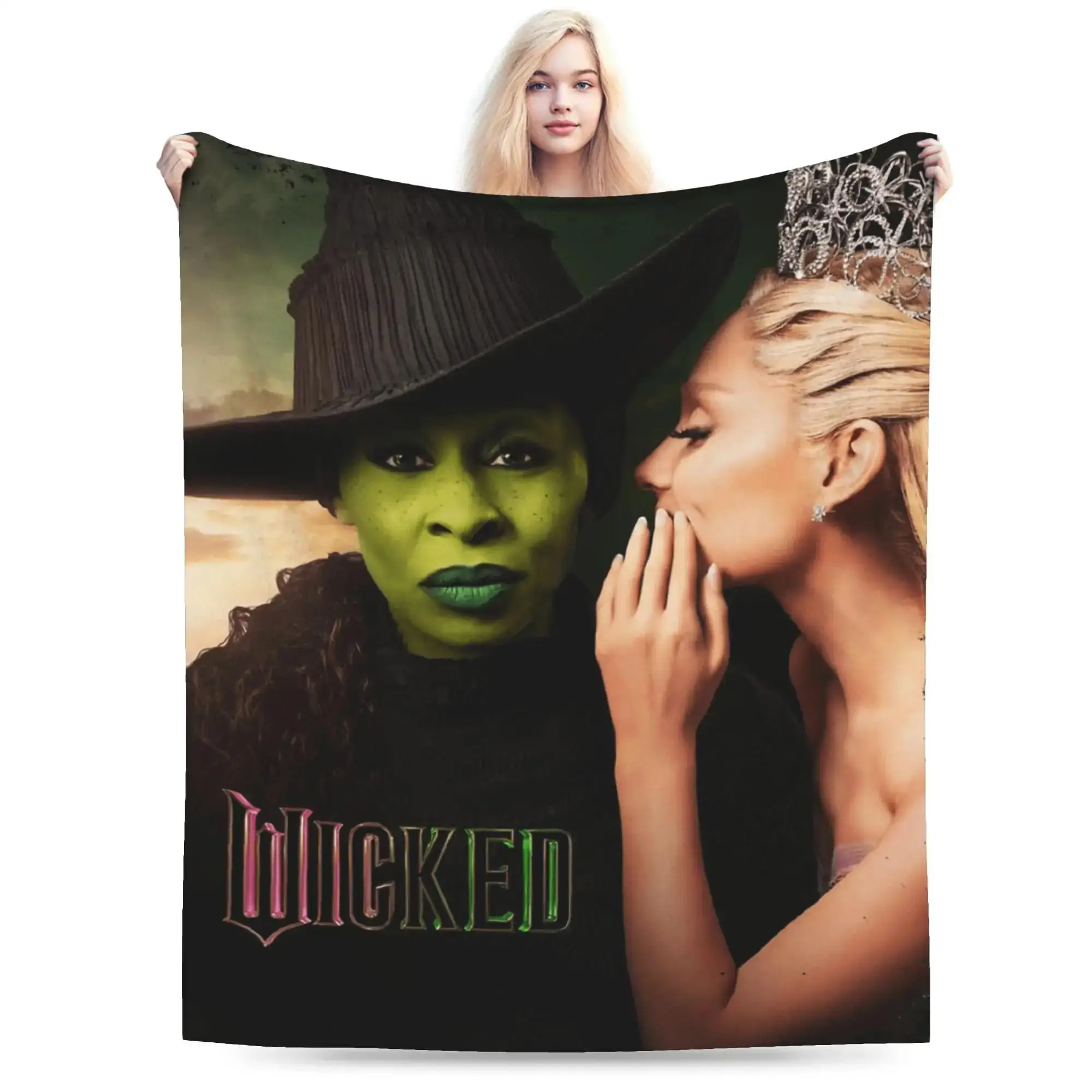 

Эстетичное фланелевое одеяло Wicked For Good: мягкое зимнее покрывало для кровати, дивана, кушетки, для детей, эстетичный плед
