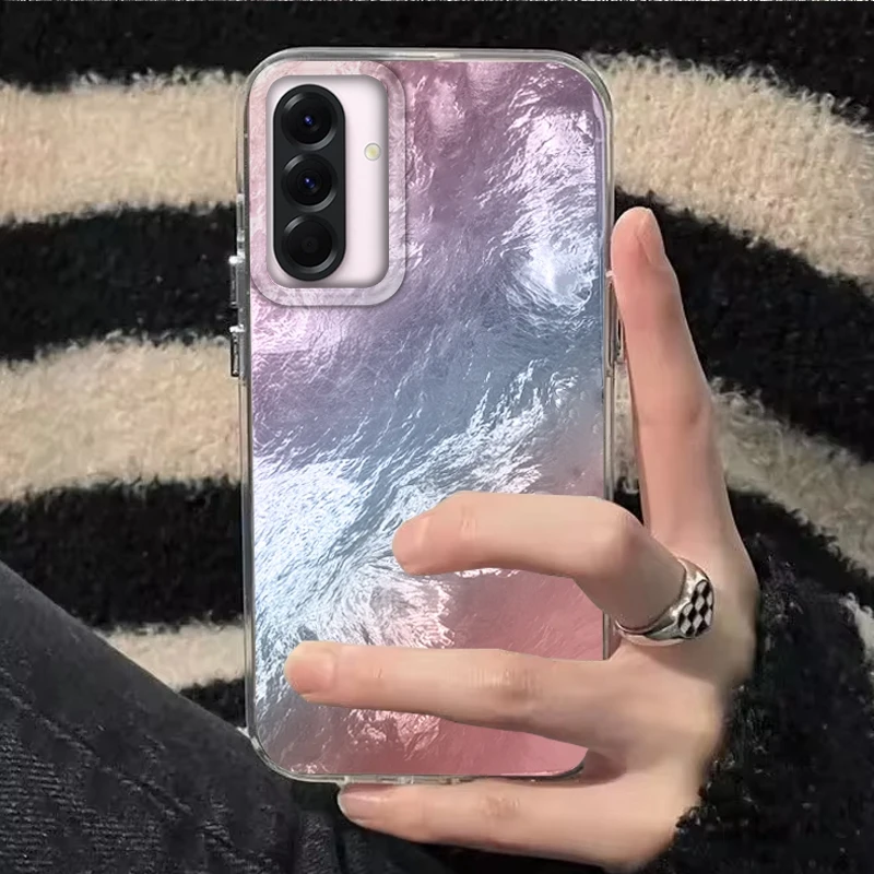 グラデーション氷河テクスチャスマホケース Samsung Galaxy A56 A16 A26 A36 A06 A55 A35 A25 A15 A54 S24 S25 S22 S23 FE用 カバー