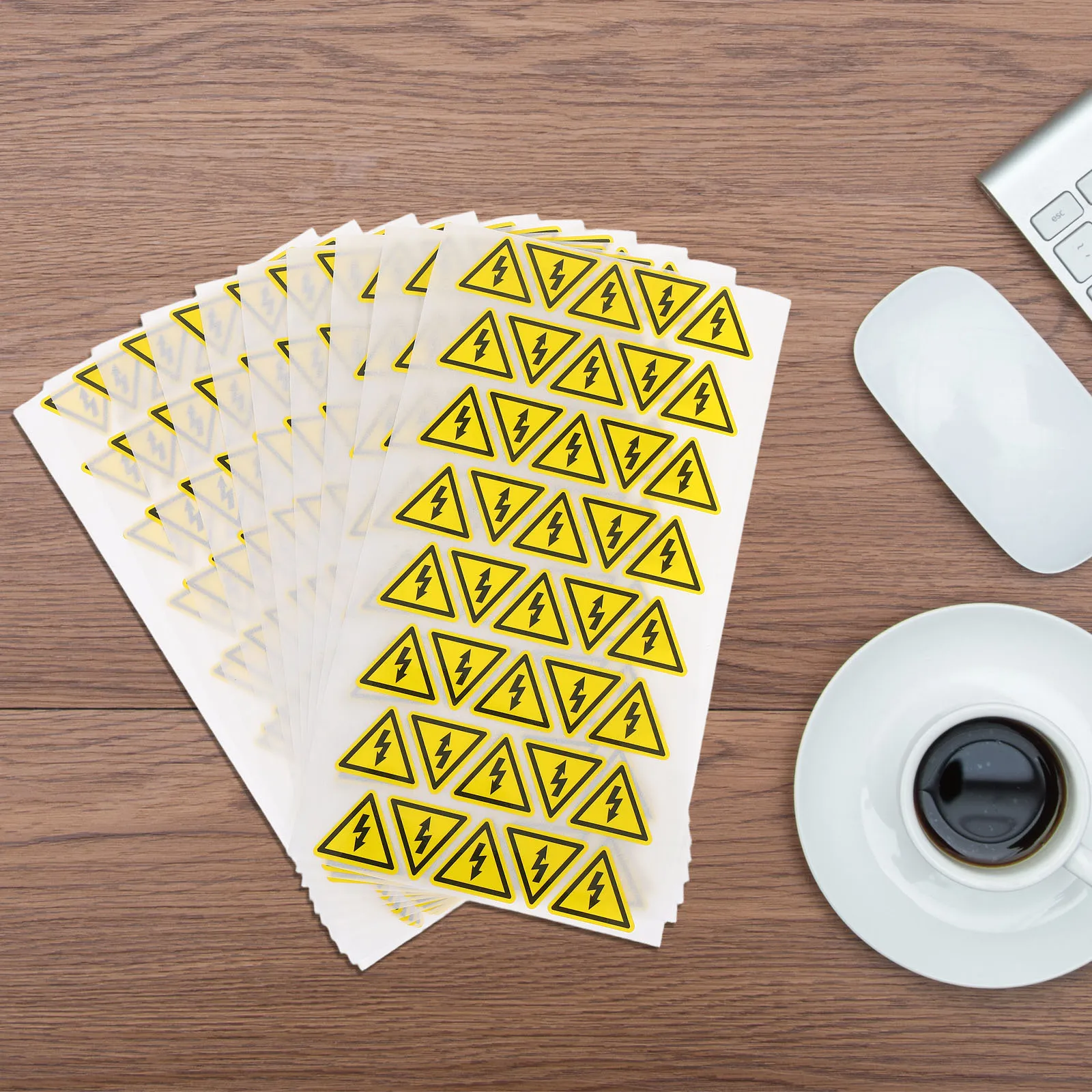400pcs Yellow Triangle Electrical Warning Stickers Self Adhesive Risk Labels For Power Distribution Cabinets Waterproof Outdoor