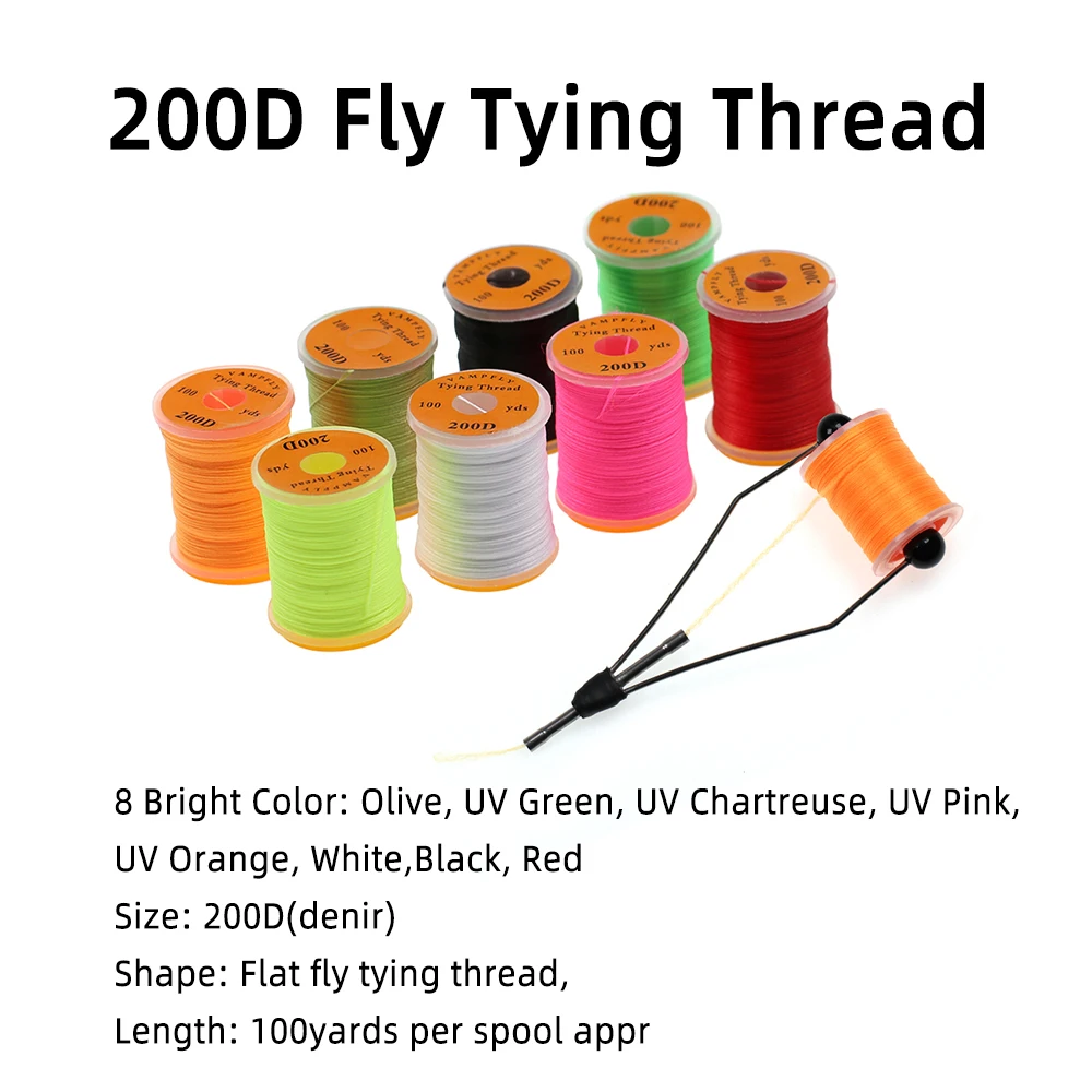 8 Spools/Set 100Yards 200D Strong & High Tension Fly Fishing Tying Thread Salmon Bass Flies Saltwater Streamers Tying Material