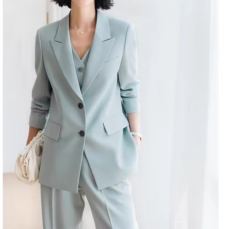 Allingentle Women's Suit Pantsuit 3 Piece Set 2-Button Blazer & Pants Fashion Regular Fit Suit for Casual Office Customize