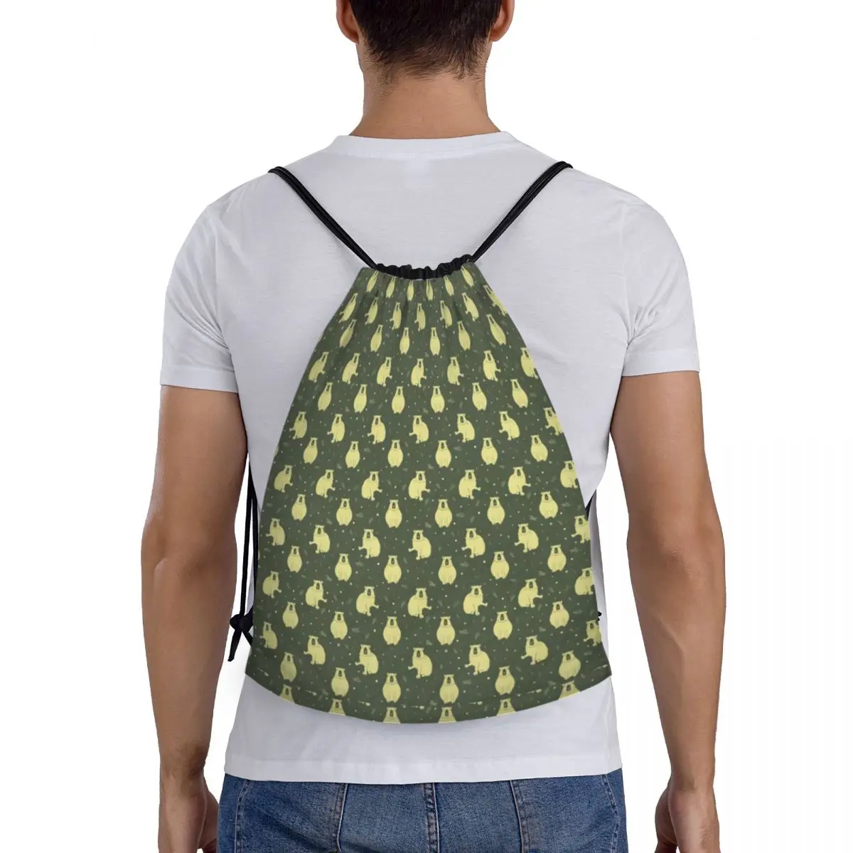 Bolsas con estampado de patrón de Capybara personalizadas con cordón para entrenamiento, mochilas de Yoga para hombres y mujeres, deportes, gimnasio, Sackpack