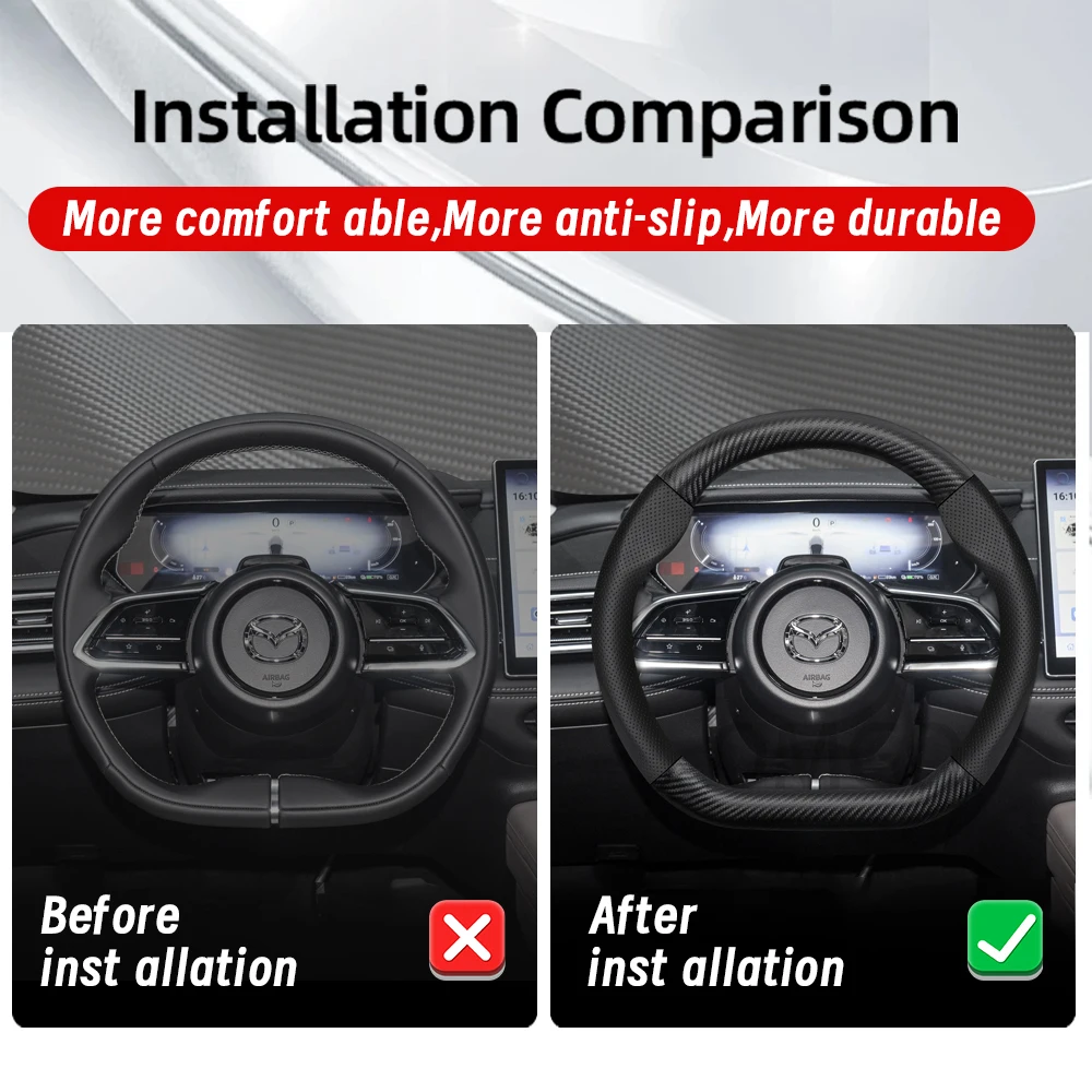 ألياف الكربون عجلة توجيه سيارة غطاء لمازدا Cx5 Cx30 Cx3 6Gh 3Bk 6Gg 3Bm Cx-5 Cx7 Cx50 6Gj Bt50 Cx60 Ez6 323 Mx5 Cx80 Cx9