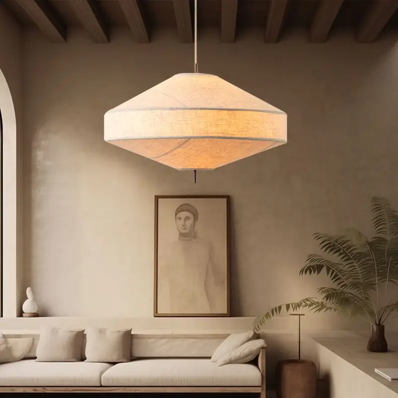 

Japanese Wabi Sabi Fabric Pendant Light Living Room Bedroom Study Restaurant Bar Hanging Lamp Home Decor Indoor Lighting Fixture