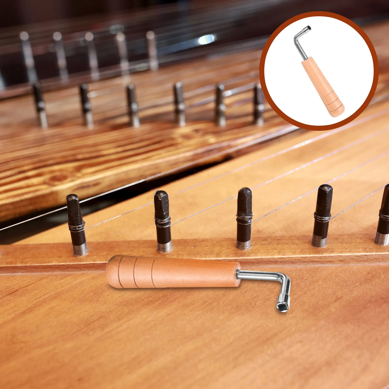 

Lyre String Adjustment Tool Wood Handle Harp Wrench Tuning Hammer Compact Durable Lever Pin Rod String Instrument Accessories