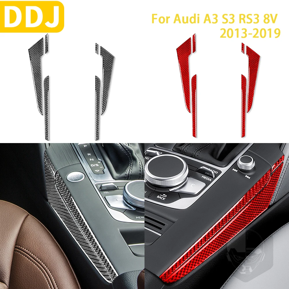 

For Audi A3 S3 RS3 8V 2013-2019 Accessories Carbon Fiber Car Interior Both Gear Sides Shifter Console Trim Sticker Decoration